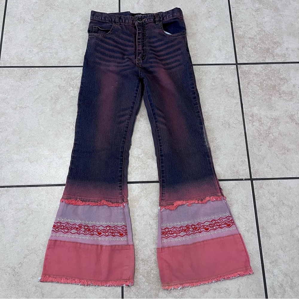 Rare Vintage Y2K Kids Size 12‎ Flare Low Rise Jeans Ombré Bratz Doll Style 00’s